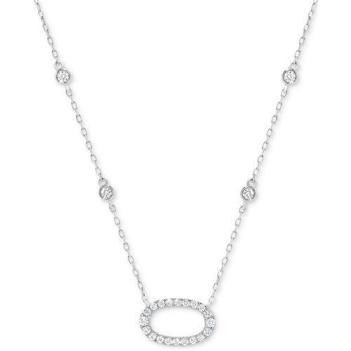 Diamond Open Oval 18" Pendant Necklace (1/2 ct. t.w.) in 14k White Gold
