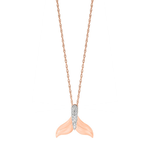 Diamond (1/20 ct. t.w.) Whale Tail Pendant in 14K Rose Gold