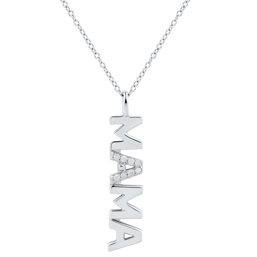 Diamond "MAMA" Pendant Necklace (1/10 ct. t.w.) in Sterling Silver