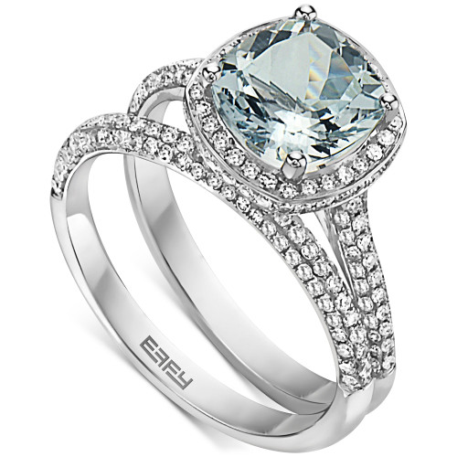 EFFY® Aquamarine (2-1/6 ct. t.w.) & Diamond (3/4 ct. t.w.) Bridal Set in 14k White Gold