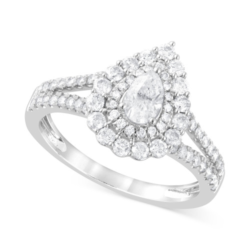 Diamond Pear Halo Ring (1 ct. t.w.) in 14k White Gold