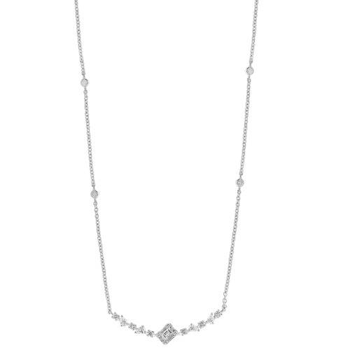 EFFY® HEMATIAN Diamond Multi-Cut Curved Bar 16" Collar Necklace (3/4 ct. t.w.) in 18k White Gold