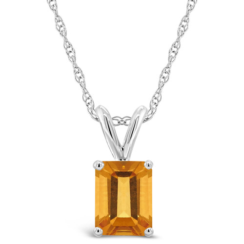 Citrine  (1-5/8 ct.t.w) Pendant Necklace in 14K White Gold
