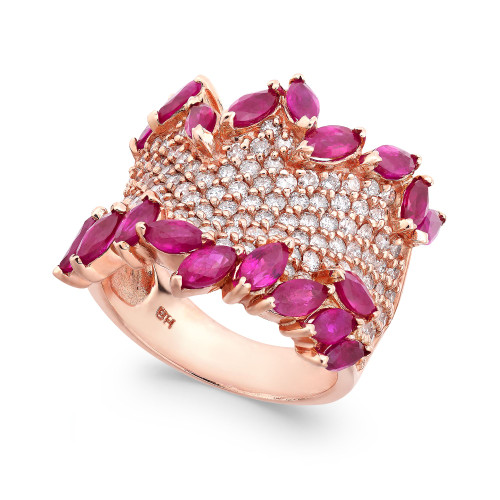 Rosa by EFFY® Ruby (3-1/4 ct. t.w.) & Diamond (1-3/8 ct. t.w.) Ring in 14k Rose Gold