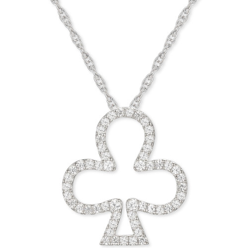 Diamond Open Clover 18" Pendant Necklace (1/4 ct. t.w.) in Sterling Silver
