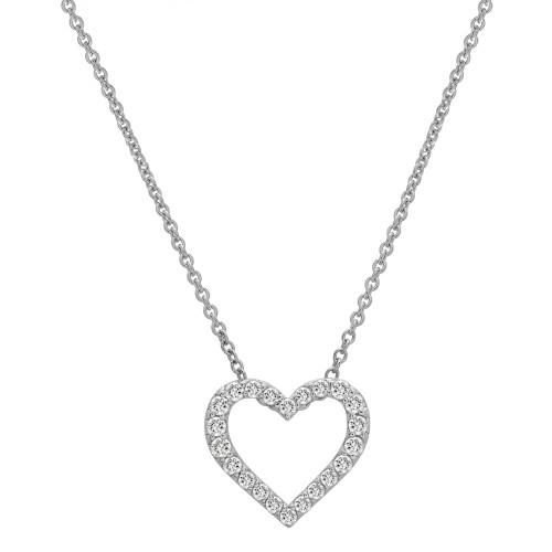 Diamond Heart Pendant Necklace (1/4 ct. t.w.) in Platinum, 18" + 2" extender, Created for Macy's