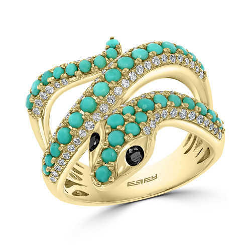 EFFY® Turquoise & Diamond (3/8 ct. t.w.) Snake Ring in 14k Gold