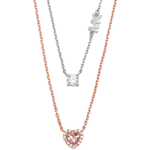 Sterling Silver Two-Tone Double Layered Heart Necklace