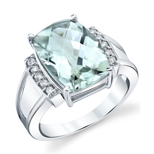 Green Quartz (5-5/8 ct. t.w.) & Diamond (1/10 ct. t.w.) Statement Ring in Sterling Silver
