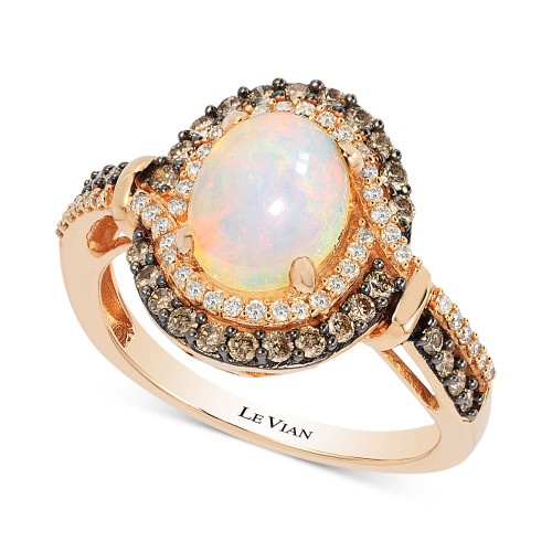 Chocolatier® Opal (1-1/5 ct. t.w.) and Diamond (1/2 ct. t.w.) Ring in 14k Rose Gold, Created for Macy's