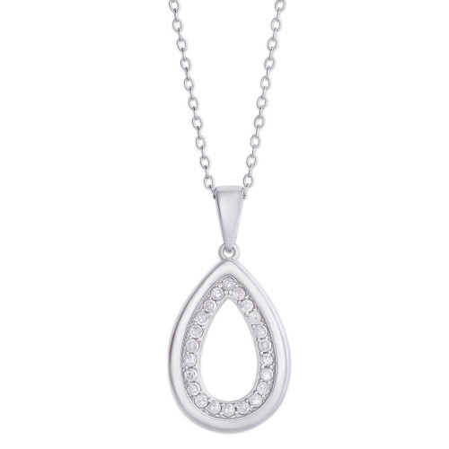 Diamond 1/3 ct. t.w. Teardrop Outline Pendant Necklace in Sterling Silver