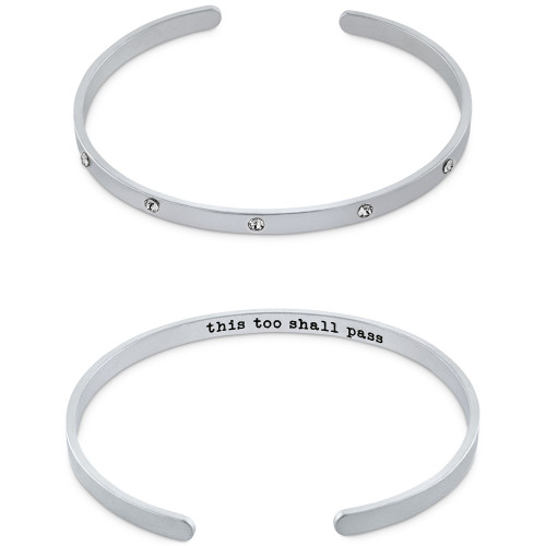 Crystal Inner Message Cuff Bangle Bracelet in Sterling Silver, Created for Macy's