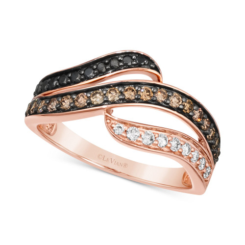 Multicolor Diamond Swirl Ring (1/2 ct. t.w.) in 14k Rose Gold