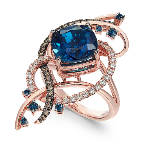 Crazy Collection® Deep Sea Blue Topaz™ (5-3/8 ct. t.w.) and Diamond (3/4 ct. t.w.) Ring in 14k Rose Gold