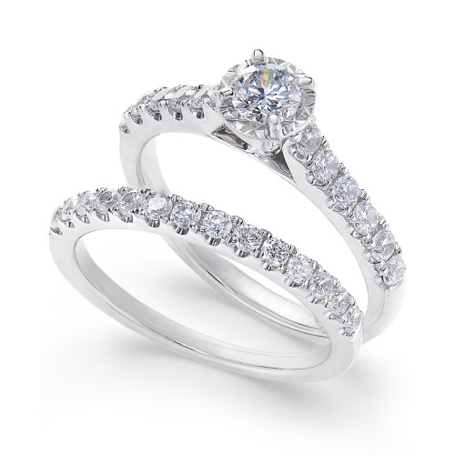 Diamond Round Bridal Set (1 ct. t.w.) in 14k White Gold