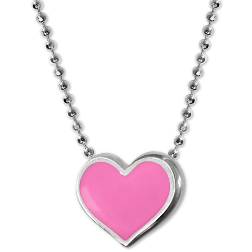 Enamel Heart 16" Pendant Necklace in Sterling Silver