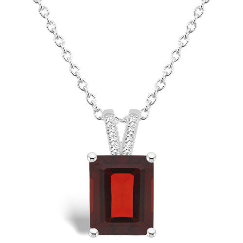 Women's Garnet (4 ct.t.w.) and Diamond Accent Pendant Necklace in Sterling Silver