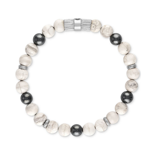 Howlite & Hematite Beaded Stretch Bracelet in Sterling Silver, Created for Macy's
