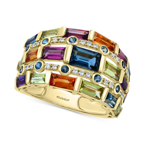 EFFY® Multi-Gemstone (3-3/4 ct. t.w.) & Diamond (1/10 ct. t.w.) Statement Ring in 14k Gold
