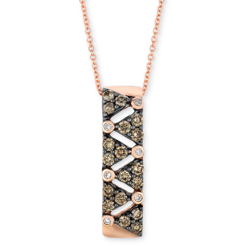 Chocolate Diamond (5/8 ct. t.w.) & Vanilla Diamond (1/20 ct. t.w.) Vertical Bar Cluster 18" Pendant Necklace in 14k Rose Gold