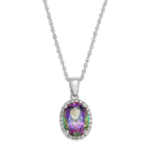 14k White Gold Mystic Topaz (2 ct. t.w.) and Diamond Accent Pendant Necklace