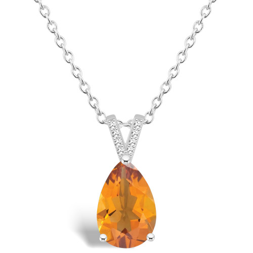 Women's Citrine (2-3/4 ct.t.w.) and Diamond Accent Pendant Necklace in Sterling Silver