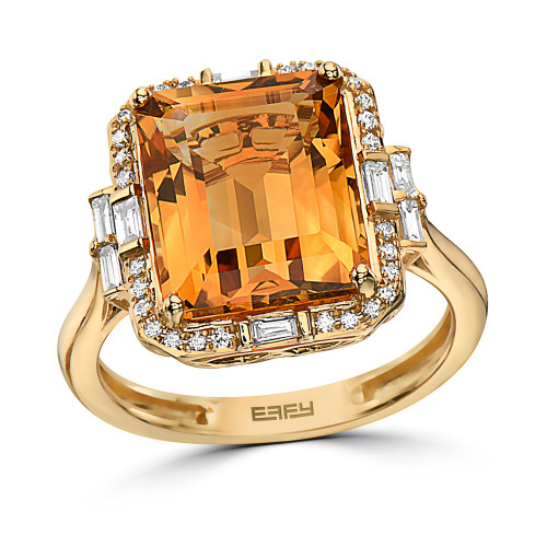EFFY® Citrine (5-1/3 ct. t.w.) & Diamond (1/3 ct. t.w.) Statement Ring in 14k Gold