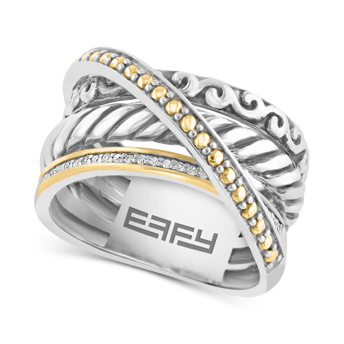 EFFY® Diamond Crossover Statement Ring (1/10 ct. tw.) in Sterling Silver & 18k Gold-Plate