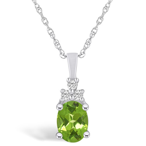 Peridot (1-1/3 Ct. T.W.) and Diamond (1/10 Ct. T.W.) Pendant Necklace in 14K White Gold