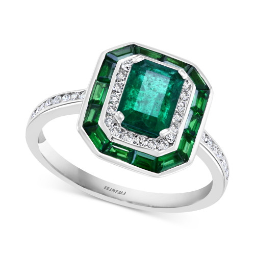 EFFY® Multi-Gemstone (1-5/8 ct. t.w.) & Diamond (1/4 ct t.w.) Halo Statement Ring in 14k White Gold