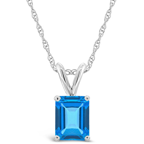 Blue Topaz (2 ct.t.w) Pendant Necklace in 14K White Gold