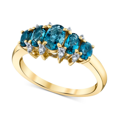 Blue Topaz (1-3/4 ct. t.w.) & Diamond (1/20 ct. t.w.) Graduated Statement Ring in 10k Gold
