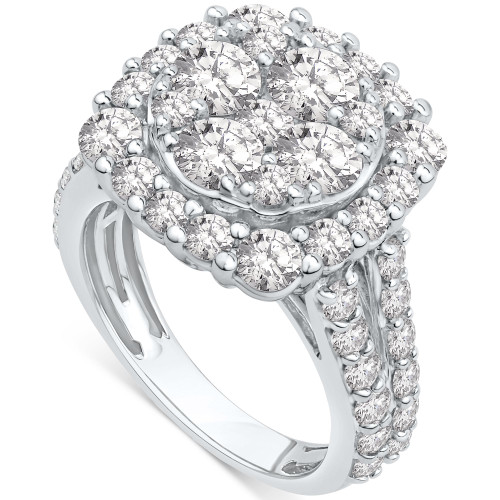Diamond Halo Cluster Engagement Ring (4 ct. t.w.) in 14k White Gold