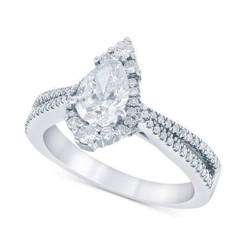 Diamond Pear Halo Engagement Ring (1-1/3 ct. t.w.) in 14k White Gold