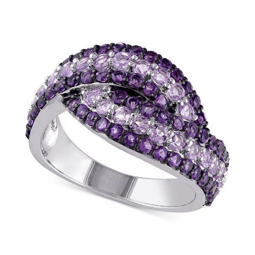 Amethyst (4/5 ct. t.w.) & Rose De France (3/4 ct. t.w.) Swirl Ring in Sterling Silver