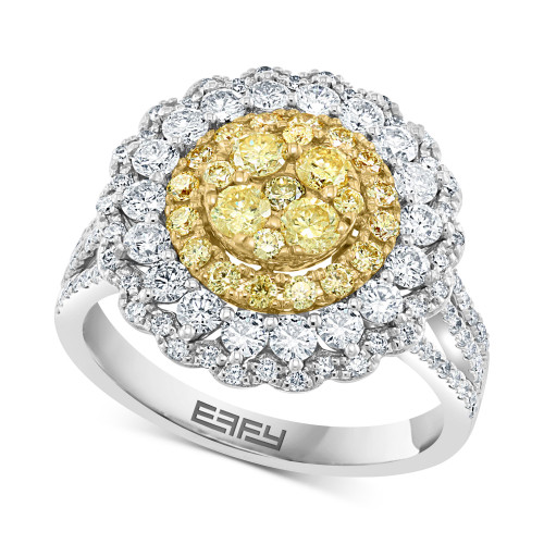 EFFY® Yellow & White Diamond Flower Ring (1-3/4 ct. t.w.) in 14k White & Yellow Gold