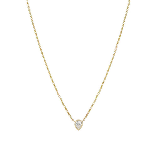Pear 14K Gold Diamond Bezel Necklace