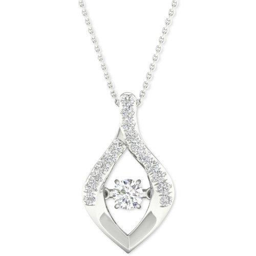 Diamond Wishbone 18" Pendant Necklace (1/4 ct. t.w.) in 10k White Gold