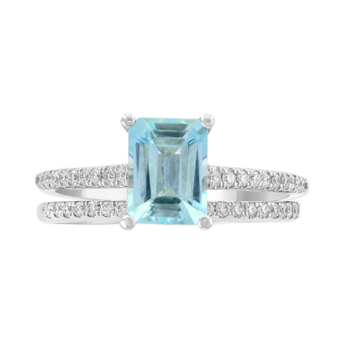 Gemstone Bridal by EFFY® Aquamarine (1-3/8 ct. t.w) & Diamond (1/3 ct. t.w.) Ring in 18k White Gold