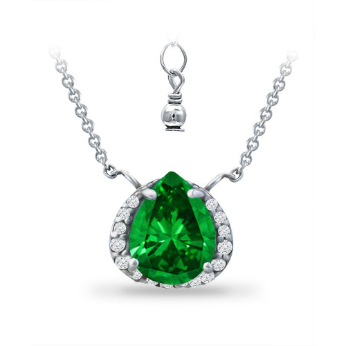Created Green Quartz and Cubic Zirconia Accent Necklace