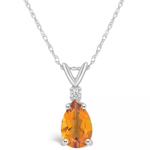 Citrine (1 ct. t.w.) and Diamond Accent Pendant Necklace in 14K Yellow Gold or 14k White Gold