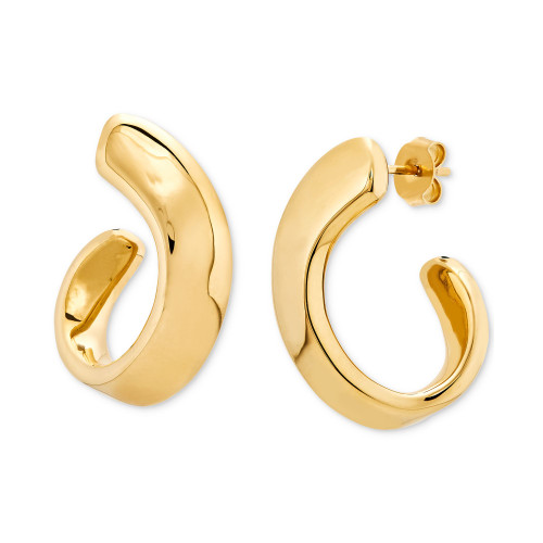 Polished Spiral Hoop Earrings in 14k Gold, 1"