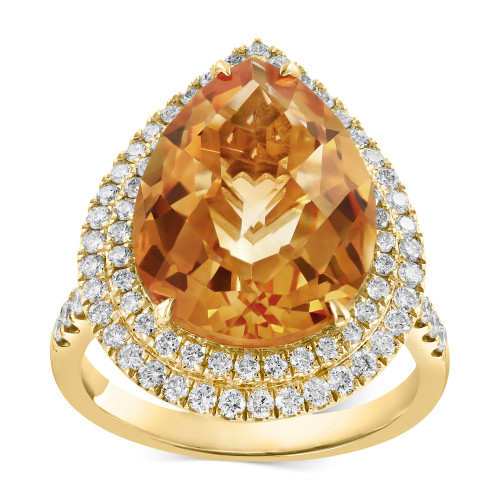 Citrine (7-3/8 ct. t.w.) & Diamond (3/4 ct. t.w.) Ring in 14k Yellow Gold
