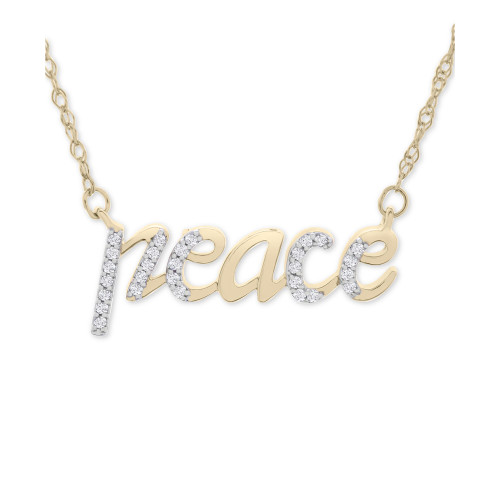 Diamond Peace 17" Pendant Necklace (1/10 ct. t.w.) in 14k Gold, Created for Macy's