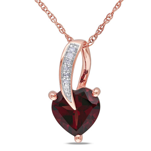 Garnet and Diamond Accent Heart Pendant and Chain