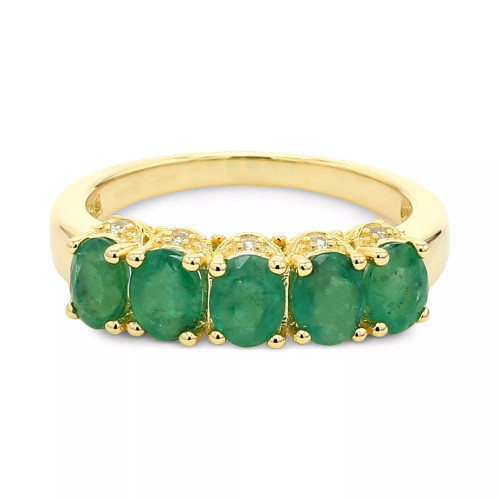 Emerald (2-1/2 ct. t.w.) & White Sapphire Accent Ring in Gold-Plated Silver (Also in Ruby & Sapphire)