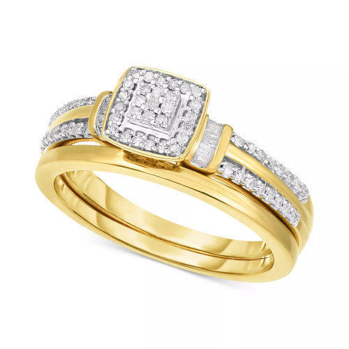 Diamond Square Cluster Ring (1/4 ct. t.w.) in 14k Gold-Plated Sterling Silver or Sterling Silver