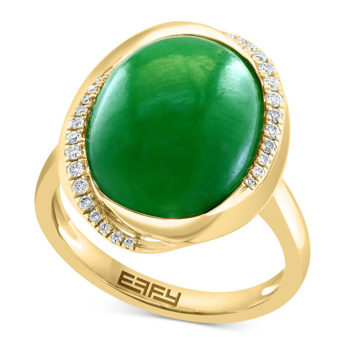 EFFY® Dyed Jade & Diamond (1/8 ct. t.w.) Ring in 14k Gold