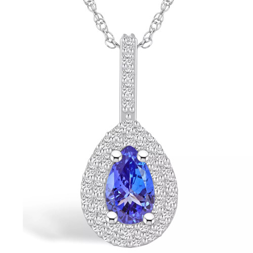 Tanzanite (7/8 Ct. t.w.) and Diamond (3/8 Ct. t.w.) Halo Pendant Necklace