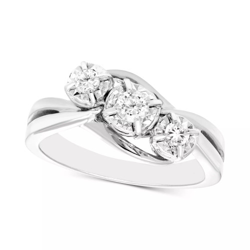 Diamond Three Stone Ring (1/4 ct. t.w.) in 10k White or Yellow Gold